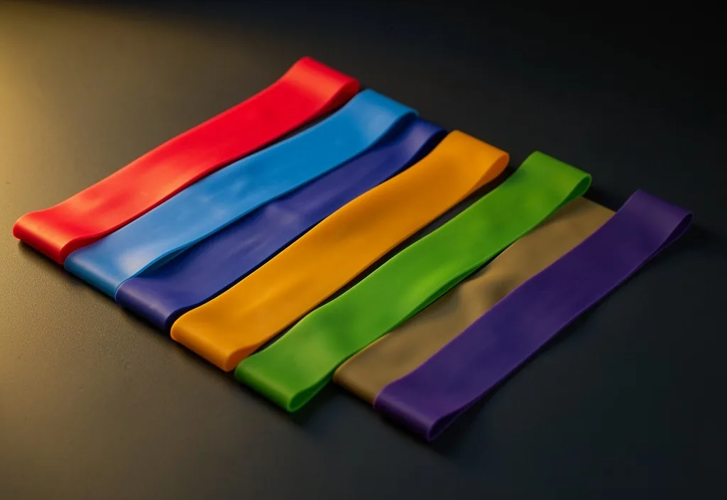 Resistance bands arranged on dark surface