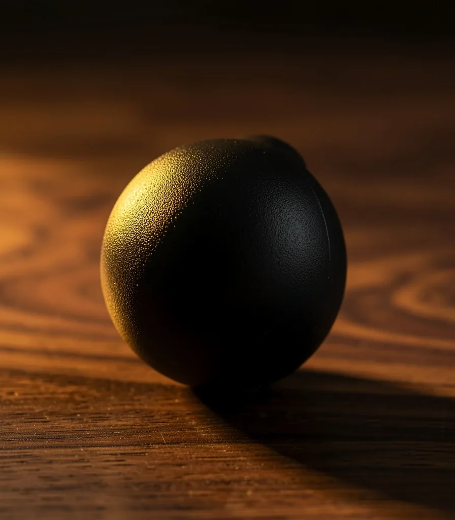 Peanut massage ball photographed in warm directional light