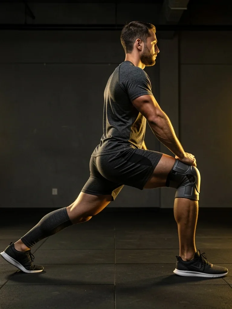 Athlete wearing a knee brace during lateral movement