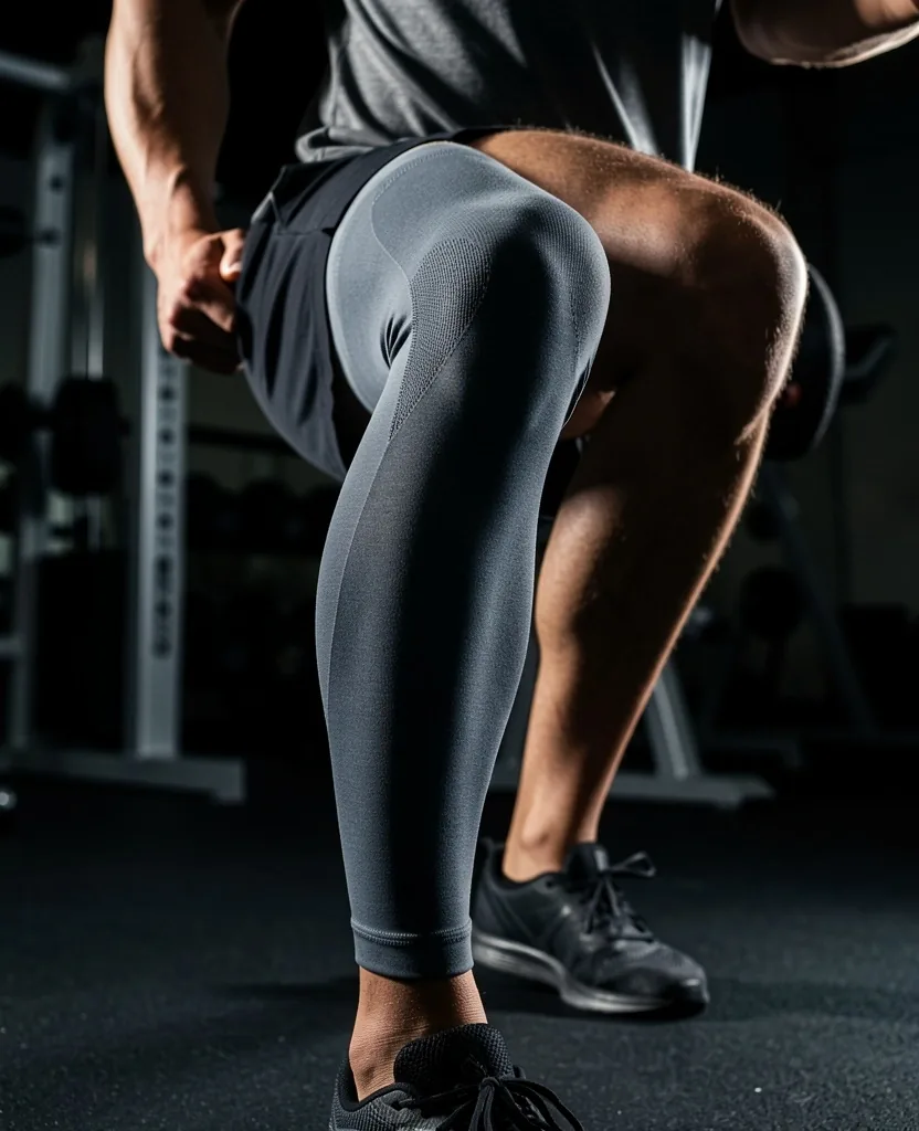 Neoprene knee sleeve with silicone grip strips