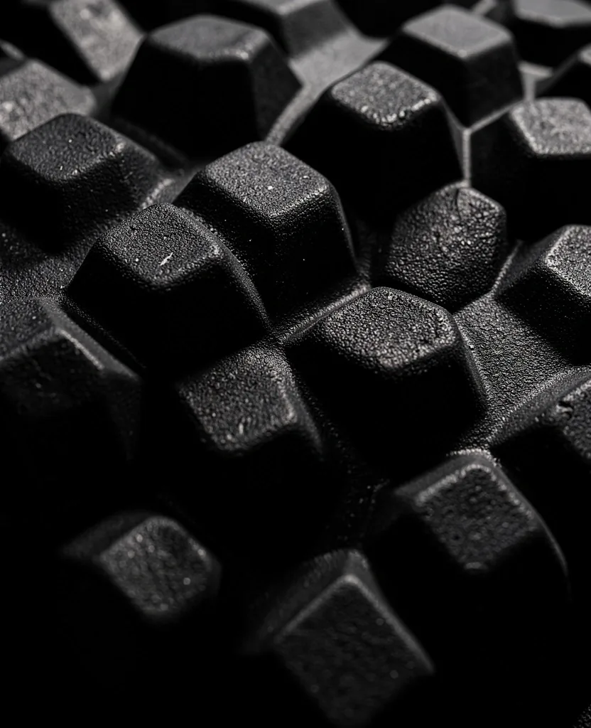 Macro detail of foam roller texture and material